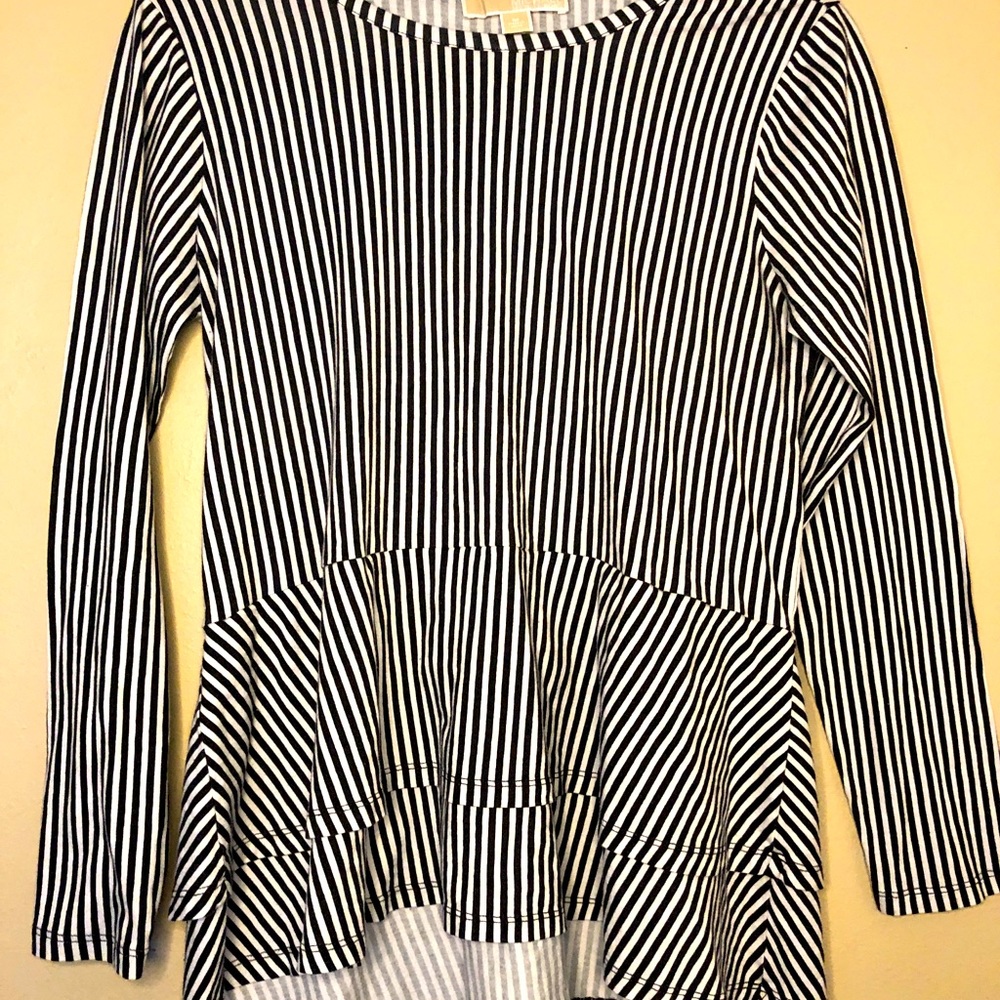 Black and white striped Michael Kors ruffle top
